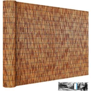 ZNCMRR Reed Fencing Rolls Fencing 4ft High Roll Reed Screen for Balcony Patio Garden Backyard 4FT X 16.4FT Privacy Fence Brown