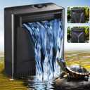 290GPH Turtle Tank Filter for 20-85 Gallon, Turtle Filter Low Water Level Available and Flow Adjustable, Turtle Water Filter for Shrimps Amphibians Turtle Tank Saltwater Freshwater Crystal Clear (Black)