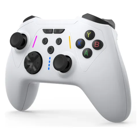 BETMI for Controller Wireless with 2.4GHz Adapter/Hall Effect Trigger & Joystick/Turbo/Macro/Mapping/Dual Vibration/RGB Light, Gamepad Compatible with PC (White/Black)
