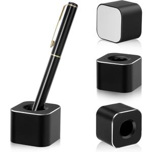 Chinco 2 Pieces Single Pen Holder Metal Pen Stand Square Base Aluminum Student Desk Organizer for Desk Desktop Toothbrush Stand Holder Display for Home Office Students Teachers