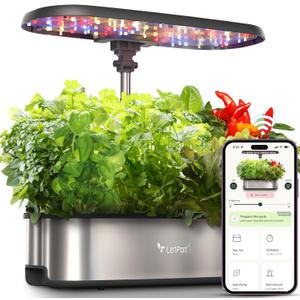 LetPot LPH-SE Hydroponics Growing System, 12 Pods Smart Herb Garden Kit Indoor, Indoor Garden, APP & WiFi Controlled, with 24W Growing LED, 5.5L Water Tank, Pump System, Automatic Timer