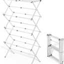 4-Tier Foldable Clothes Drying Rack with 4 Hangers, Portable Extendable Laundry Drying Rack for Indoor Air Drying Clothing 15" D x 29" W x 52" H, White