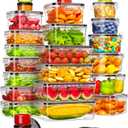 50 Piece Food Storage Containers with Lids(25 Containers & 25 Lids), BPA-Free Plastic Food Containers for Kitchen Storage and Organization, Leak Proof Meal Prep Container, Includes Labels & Pen