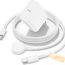 2 in 1 Smart Watch Charger 6FT for Samsung Galaxy Watch Ultra/8/7/6/5/4/3/Active 2/1 (Pro, Classic)& 45W USB-C Super Fast Charger for Samsung Phone S25 S24 S23 S22, Magnetic Watches Cable Cord (White)