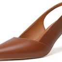 Mostrin Kitten Heels for Women Slingback Pointed Closed Toe Heels Women's Pumps Shoes for Wedding, Party, Commuting (12, Brown)