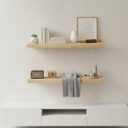 Lufia Floating Wall Shelves, Set of 2, MDF with Invisible Brackets, Modern Storage for Bedroom, Bathroom, Living Room, Kitchen (Oak, 28" W x 7" D x 1.5" H)