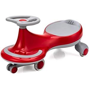 BABY JOY Wiggle Car for Kids, Swing Car with LED Flashing Wheels, No Batteries, Gears or Pedals, Uses Twist, Turn, Wiggle Movement to Steer, Ride-on Toy for Boys Girls 3 Year Old and Up (Red)