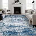 9x12 Area Rug Living Room Rug: Washable Modern Abstract Soft Thin Rug Indoor Floor No Slip Stain Resistant Carpet for Bedroom Dining Room Farmhouse Nursery Home Office - Blue