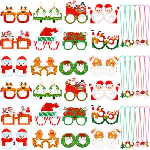 Aurelema 42 Pcs St. Patrick's Day Accessories Shamrock Necklace Clover Green Paper Eyeglasses Irish Photo Prop