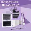 B&Q Volume Lash Clusters Kit 280PCS Lash Extension Kit Thick 3D Wispy DIY Eyelash Extension Set with Individual Lashes, Lash Bond and Remover,Tweezers(80D+100D)
