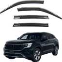 Window Visors Rain Guards fits 2018-2026 VW Atlas Cross Sport with Stainless Steel Trim, Out-Channel Side Window Wind Deflectors Vent Shades Accessories, 2019 2020 2021 2022 2023 2024 2025