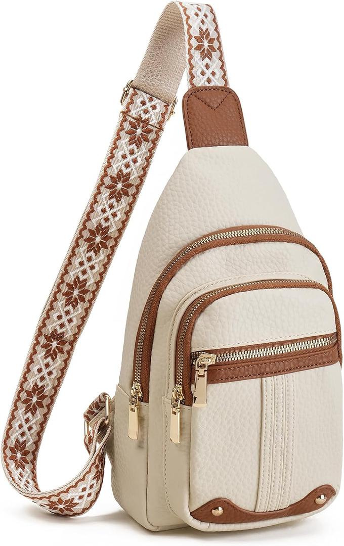 GAEKEAO Sling Bag for Women Crossbody Bags Fanny Pack Vegan Leather Chest Bag Travel Shoulder Belt Purse Backpack Gifts