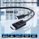 Cable Matters Unidirectional USB C to HDMI 2.1 Cable - 15ft, Support 4K@240Hz and 8K@60Hz, HDR - Thunderbolt 4, Thunderbolt 5, USB 4 Compatible with MacBook Pro, XPS, ThinkPad - Max 4K@60Hz on macOS