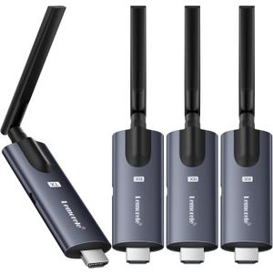 Lemorele Wireless HDMI Transmitter and Receiver, Aluminum Alloy Deep Gray, 5Ghz up to 656ft, 1080P 60Hz, Plug and Play with TuTuPlay App Monitor, for Security, Streaming, Home Theater, PC/TV. 1TX+3RX