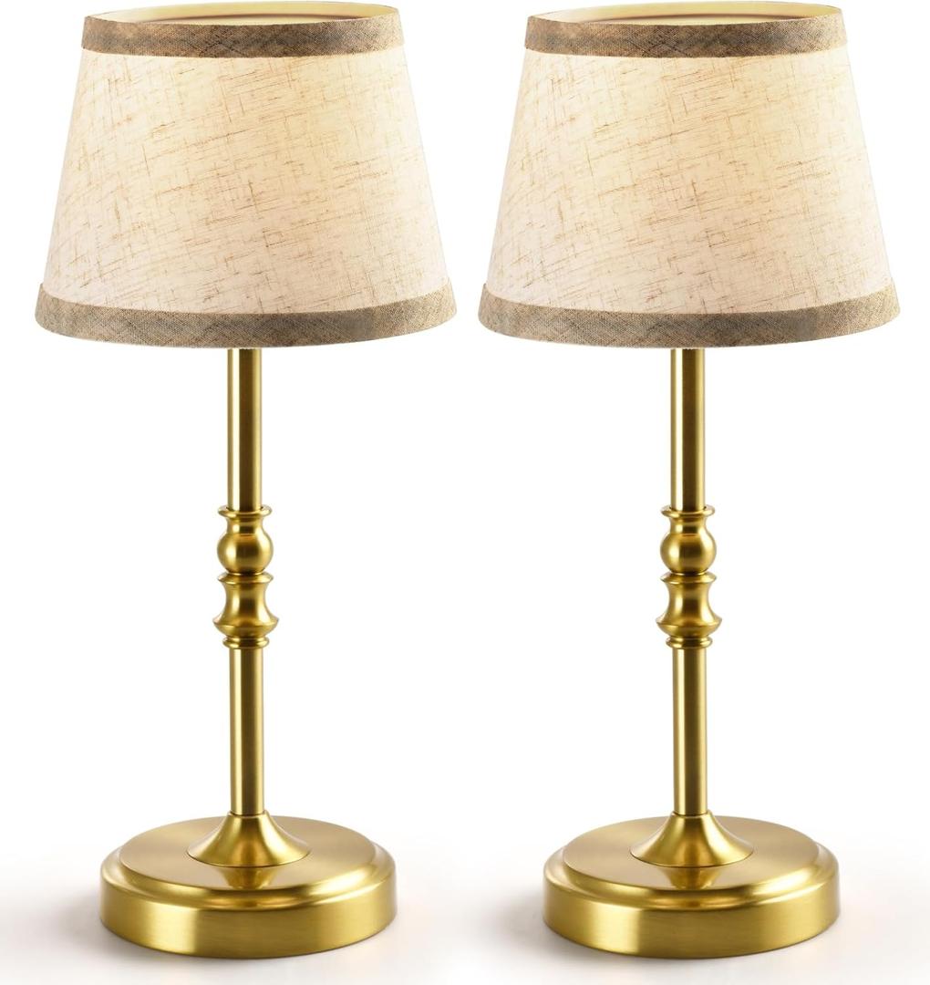 NOVCAND Cordless Table Lamp with Dimmer, Built-in Rechargeable Battery Powered Table Lamp Gold, 3-Level Brightness, 3000K Bedside Night Lamp for Bedroom, Dining Table, Counter, Living Room