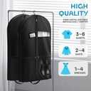 Lazebox 43" Travel Garment Bag with Accessories Zipper Pocket, Heavy Duty Suit Bag for Suits, Tuxedos, Dresses, Coats, Black, 1 pack