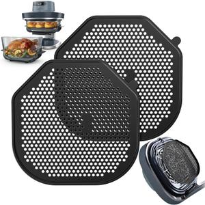 2 PCS Silicon Splatter Shield for Ninja Crispi Pro Air Fryer, Heat-Resistant Splatter Screen for Ninja Crispi Pro Accessories, AS101CY/AS101LG/AS101DG Replacement Parts Protects Kitchen from Oil
