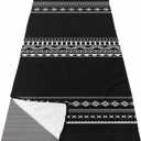 Yoga Mat Towel Boho White Polka Dot Geometric Striped Black Non Slip Hot Yoga Mat Towel with Corner Pockets Absorbent Microfiber Yoga Towels for Hot Yoga, Bikram, Pilates, 26x74 Inch