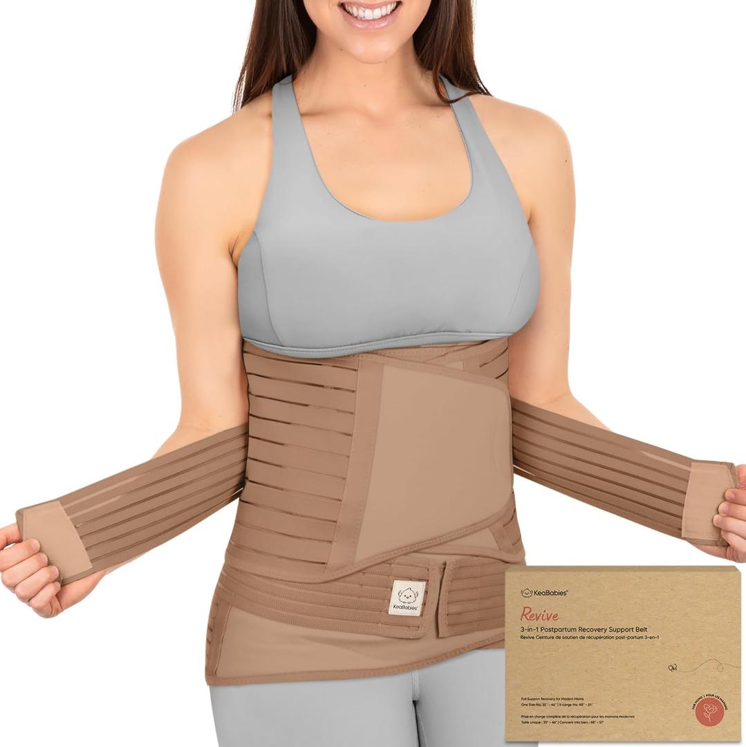 3 in 1 Postpartum Belly Support Recovery Wrap  Postpartum Belly Band, After Birth Brace, Slimming Girdles, Body Shaper Waist Shapewear,Post Surgery Pregnancy Belly Support Band (Warm Tan, M/L)