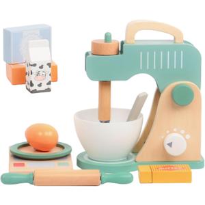 Wooden Blender Toys Play Set for Kids, Cookies Bake Mixer Toy, Montessori Pretend Play Food Kitchen Accessories for Toddler Girls and Boys (Blender)