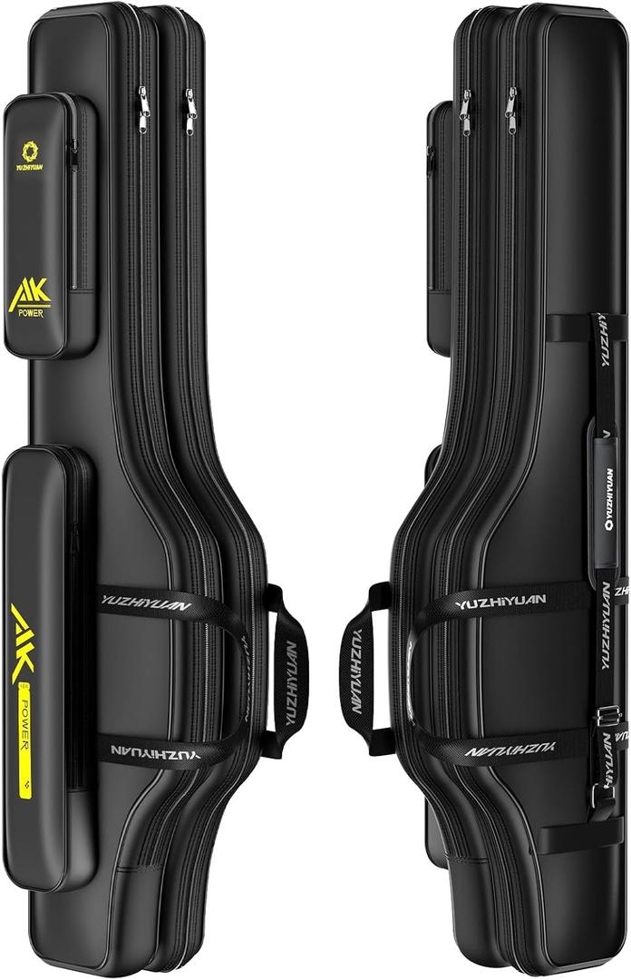 51in Double-Layer Fishing Rod Bag - Waterproof Leather Membrane, Wire Frame Support (Not Hardshell), Quick-Access Compartments, Anti-Sag Design - Ideal Fishing Gift for Men (51 in / 130cm, 2 Layer -PU)