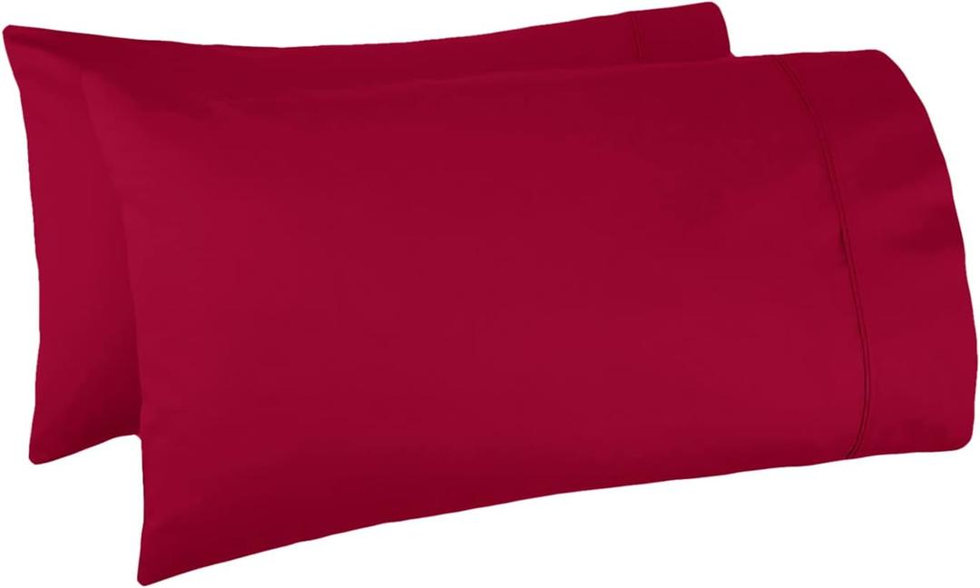 1000 Thread Count 100% Egyptian Cotton Pillow Cases, Red King Pillowcase Set of 2, Long-Staple Combed Pure Natural 100% Cotton Pillows for Sleeping, Soft & Silky Sateen Weave Bed Pillow Cover