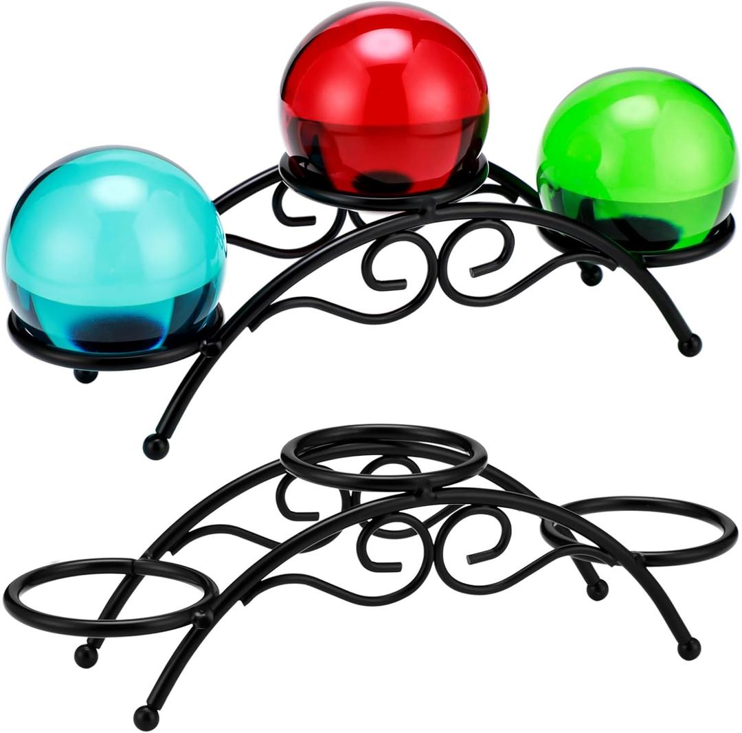 Frienda 1 Pcs Sphere Holder Crystal Stands for Display Black Eggs Display Stand Ball Holders 7 Inch Metal Sturdy Iron Multi-sphere Crystal Ball Sphere Globe Office Home Decor Ornament