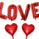 16 Inch Red Love Red Heart Balloons, 6 Pcs Red Letters Love Balloons Red Heart Balloons Banner for Valentine's DAY Wedding Ceremonies Party Decorations Love