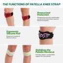 aoFIT 2 Pack Patella Knee Strap Band for Knee Pain Knee Support Patella Stabilizer Braces Tendon Ergonomic Silicone Pad One Size Black(with 2 adjustable straps, one long & one short)