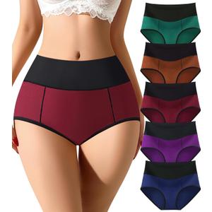 Womens Cotton Mid High Waisted Underwear Comfort Panties 5 Pack Briefs XXL