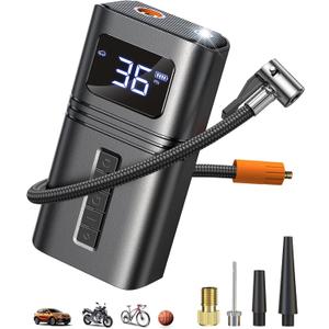 Tire Inflator Portable Air Compressor for Car Tire, Cordless & Strong Power, Air Pump with 6000mAh Battery, Fast inflate 150PSI, Tire Pump with LED Light for Car Bike Motor Ball