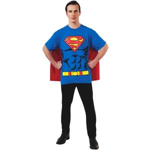 Rubies DC Comics Superheroes: Superman Costume T-Shirt With Cape for Adults (Medium, Blue)