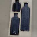 Sowlvenco Blue Ceramic Vase Set of 3, Modern Farmhouse Small Vases, Rustic Terracotta Bottles for Living Room Fireplace, Centerpiece Table Decor