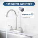 HOTIS HOME Brushed Nickel Kitchen Sink Faucet, 2 Handle 3 Hole Kitchen Faucet Without Sprayer, High Arc Swivel Spout Stainless Steel Sink Faucet for Rv Camper, HT-KF200