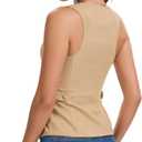 Womens Casual Scoop Neck Vest Summer Sleeveless Fitted Waistcoat Suit Button Down Business Crop Tops (S)