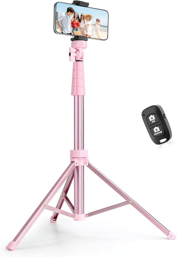 SENSYNE 72" Phone Tripod & Selfie Stick, Extendable Cell Phone Tripod Stand with Wireless Remote and Phone Holder, Compatible with iPhone Android Phone, Camera, Pink