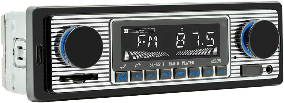 Single Din Car Radio Classic FM Radio,Bluetooth Car Stereo,Hands Free Calling, Aux-in,USB Playback,SD,Car MP3,Push to Talk Assistant,Digital Media Receiver