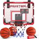 Indoor Mini Basketball Hoop for Kids - Over The Door Basketball Hoop with Cool LED Light/Sound Effect/Scoreboard/3 Balls, Sports Toys Birthday Gifts for 6 7 8 9 10 11 12 Year Old Boys Teens