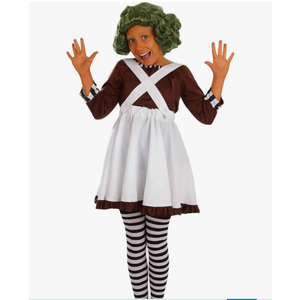 fun shack Girls Oompa Loompa Costume Kids Chocolate Factory Worker Dress Outfit, Size Small