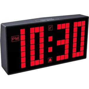 Digital Alarm Clock with Auto-Dimmable LED Pixel Display, Weekend Alarm Mode, Plug-in Power with Battery Backup, DST Adjustment, Perfect for Bedroom or Desk (Red Display)