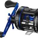 Piscifun Chaos XS Baitcasting Fishing Reel, Reinforced Metal Body Round Baitcaster Reel, Smooth Powerful Saltwater Inshore Surf Trolling Reel, Conventional Reel for Catfish, Musky, Bass, Pike (Blue)
