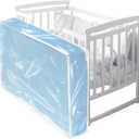 1 Pcs Crib Mattress Storage Bag with Zipper 4 Mil Clear Plastic Waterproof Crib Mattress Bag for Moving and Storage, 52. 5 x 28 x 6. 5 Inches