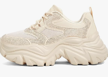 K KIP WOK Chunky Sneakers for Women Fashion Platform White Leather Casual Dad Shoes Comfortable Wedge Walking Sport Sneakers