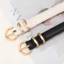 Women Skinny Belt for Jeans Fashion Ladies Leather Belt with Gold Buckle for Dress Pants