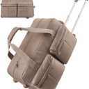 BAGSMART Rolling Duffle Bag with Wheels, Carry On Bag Duffel Bag for Travel, Wet Pocket Duffle with Wheels and Handle, Brown, 42L