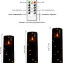 Flameless Candles,with Embedded Star String, Battery Operated Candles Flickering LED Pillar Candles with Remote Control and Timer, Home Decoration Add a Warm and Romantic AtmosphereSet of 7 (Black)