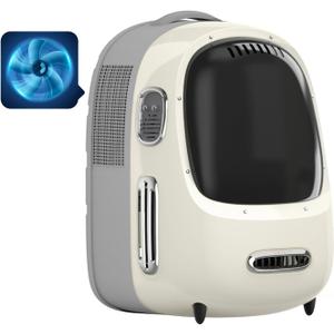 PETKIT Cat Backpack Carrier with Inbuilt Fan & Light, Airline-Approved Pet Backpack Bubble for Kitty Small Dog, Detachable Dog Backpack with Padded Strap for Travel, Hiking, Walking & Outdoor (White)