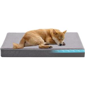 Cooling Dog Beds for Large Dogs, Orthopedic Memory Foam Dog Bed, Large Pet Beds with Washable Cover, Ideal for Arthritic Dogs Up to 65Lbs (Large: 35" x 22" x 3")