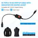 4 x 9V Heated Jacket Battery Adapter, Type-C to DC 3.5-4.0mm Charger Cable for 7.4V and 8.4V for Milwau-keeMakita, Dewalt Heated Jackets, Heated Vests and Heated Hoodies (Not for 12V Heated Gear)