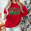 Christmas Sweatshirts for Women Merry and Bright Sweatshirt Sequin Merry Christmas Shirt Xmas Holiday Pullover Tops (Red, XXL)